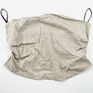 H&M Divided Linen Blend Bustier Top | Beige Corset Cami L